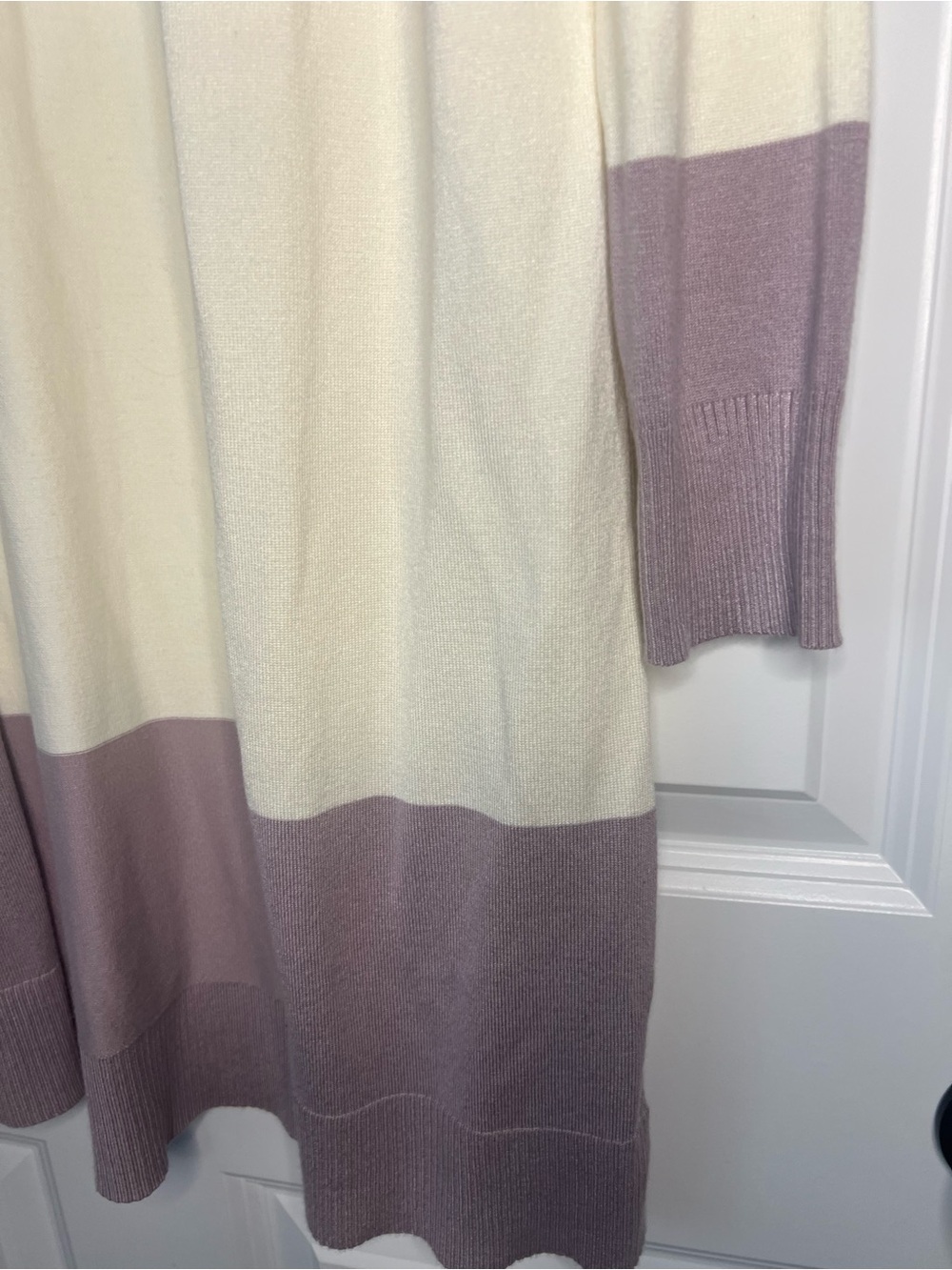 Colorblock Open Front Sweater Cardigan - Brown/Ivory/Gray - Picture 3 of 6